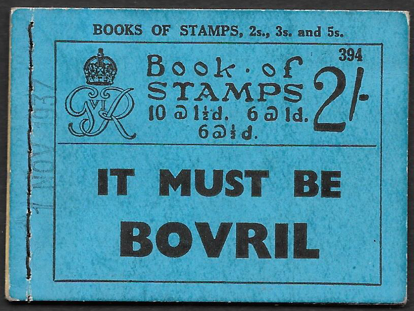 BD11 AVC Cancelled Type 33P George VI 1937 2/- Stitched Booklet Edition 394.